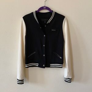 Members Only Black and White Varsity Jacket